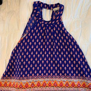 A-line High Neck Colorful Blouse